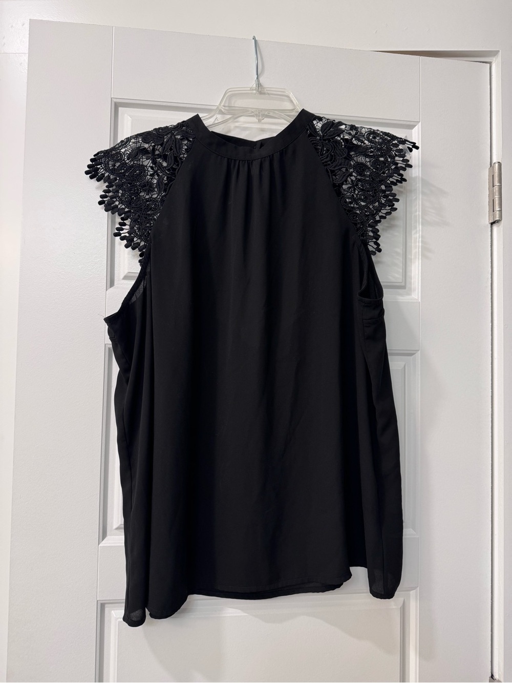 Express Black Lace Cap-Sleeve Halter Top